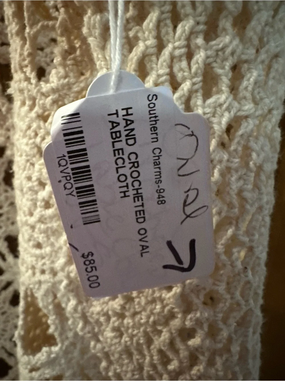 Handcrafted Oval Crochet Dining Room Table Cloth - Cream Crochet Openwork 65”x53